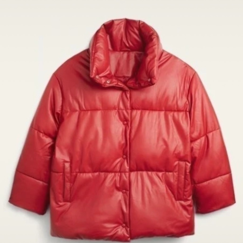 Avec Les Filles Red Short Boxy Puffer Jacket